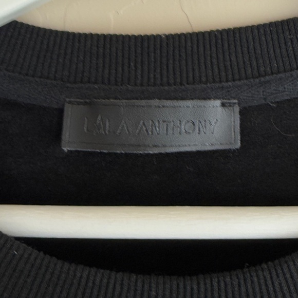 Lala Anthony Women Oversized Black Crewneck POWERFUL Rhinestone Sweatshirt S - Picture 6 of 13